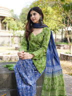 Suhani Green Blue Cotton Farshi Salwar Set