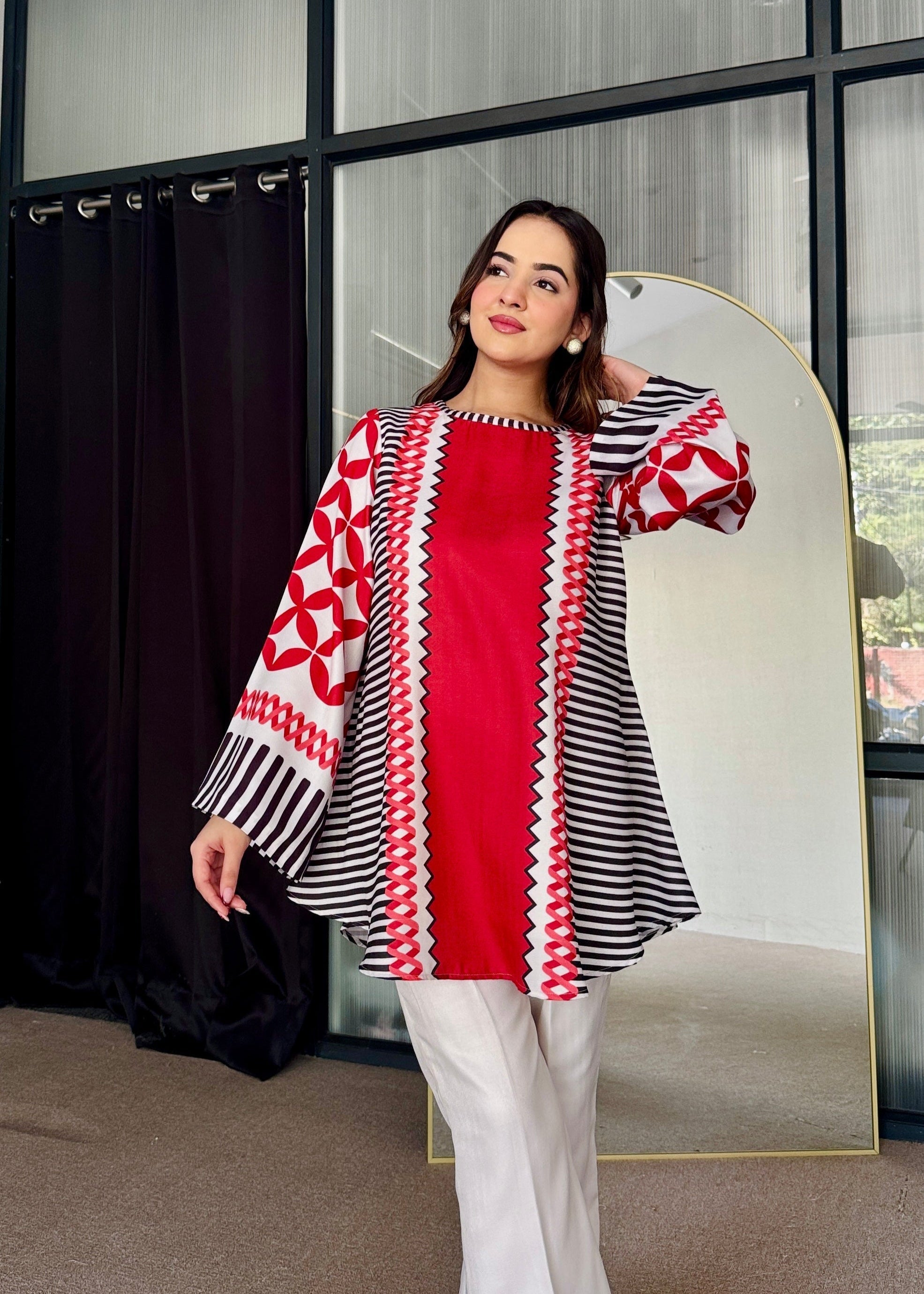 Red & White Fusion Co-ord Set