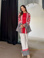 Red & White Fusion Co-ord Set
