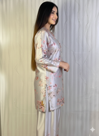 Chic Floral Printed Satin Co-ord Set