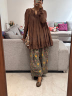 Brown Mul chanderi embroidered Farshi Salwar