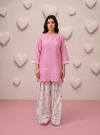 Pink Heart Embroidered Farshi Salwar Set