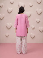 Pink Heart Embroidered Farshi Salwar Set