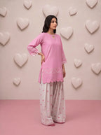 Pink Heart Embroidered Farshi Salwar Set
