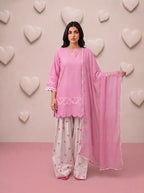 Pink Heart Embroidered Farshi Salwar Set