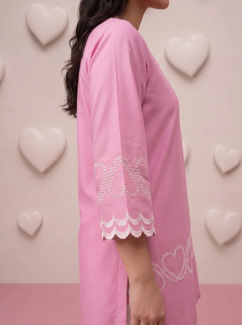 Pink Heart Embroidered Farshi Salwar Set