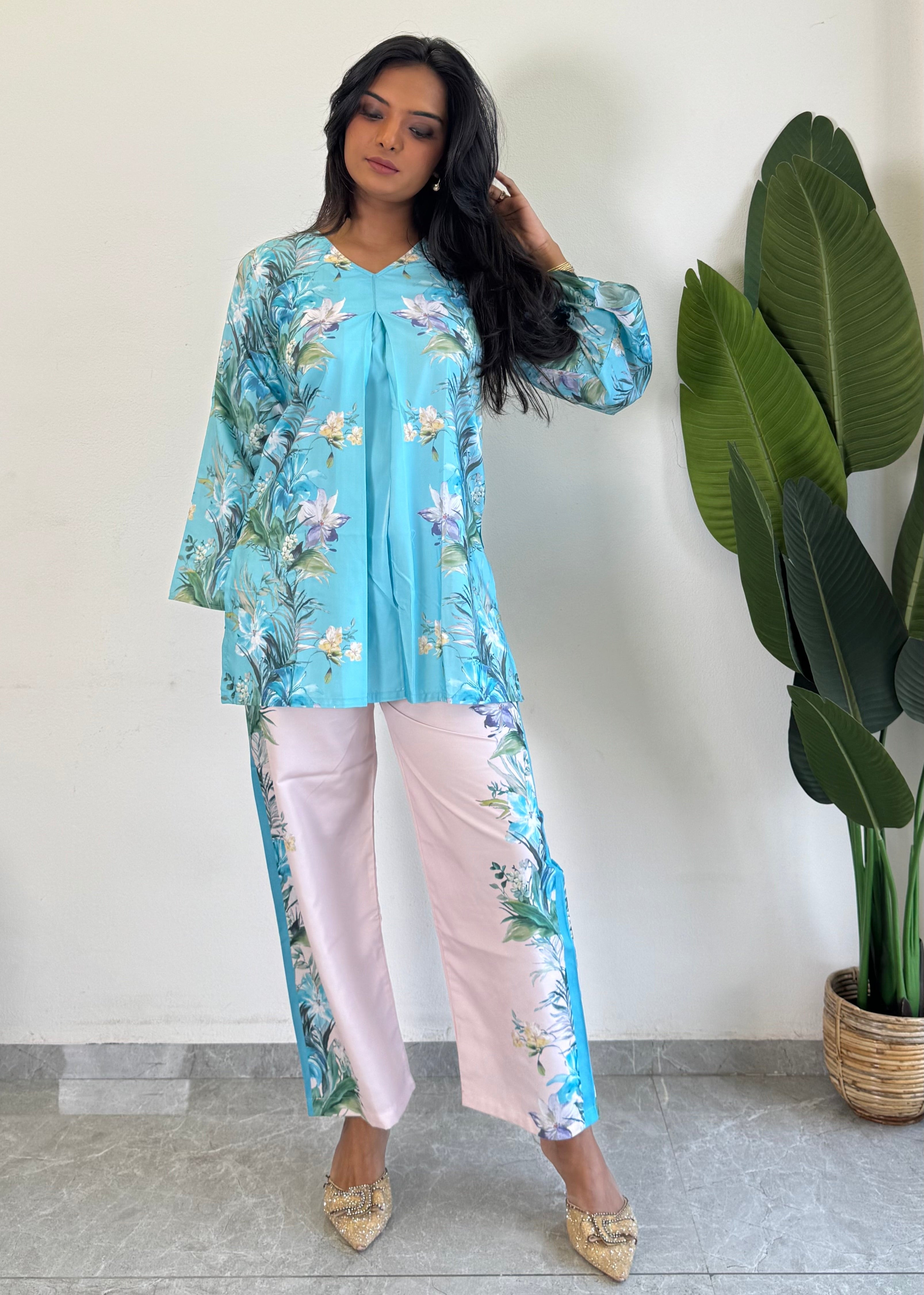 Chic & Comfy Raymond Cotton Flower Co-ord  Set