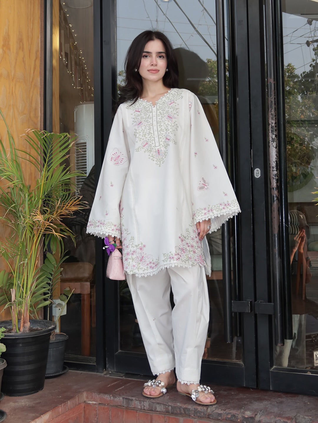 Zoya Pastel Embroidered Suit Set