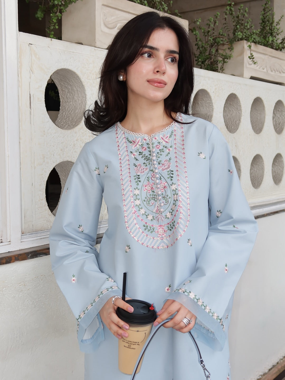 Zoya Pastel Embroidered Suit Set