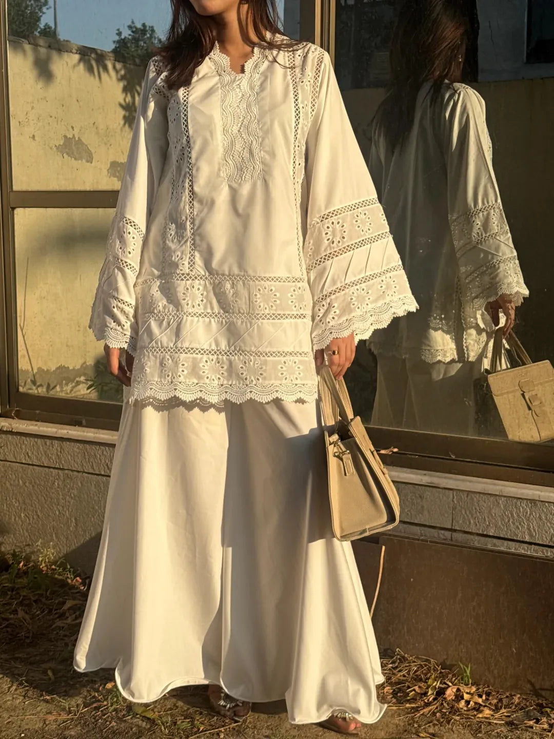 Pristi White Chikankari 2-Pc Set