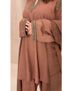 Mocha Embellished Kurta Pant Co-Ord Set