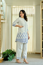 Chic Floral & Polka Dot Printed Pure Cotton Co-Ord Set