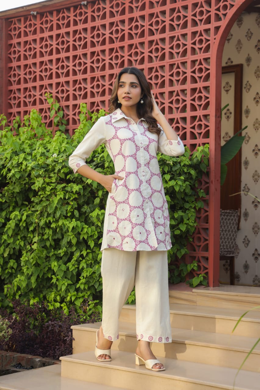 Modern Circle Print Pure Cotton Co-Ord Set