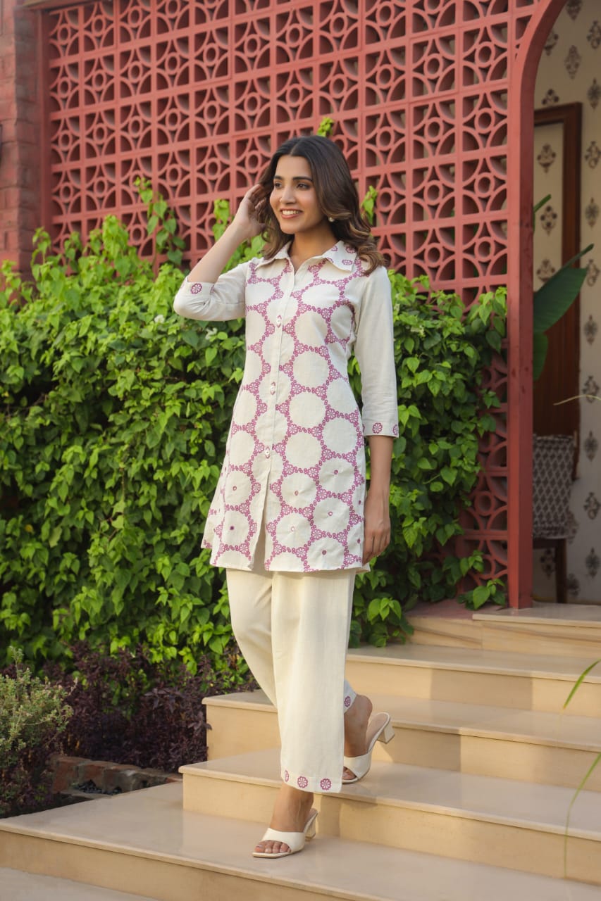 Modern Circle Print Pure Cotton Co-Ord Set