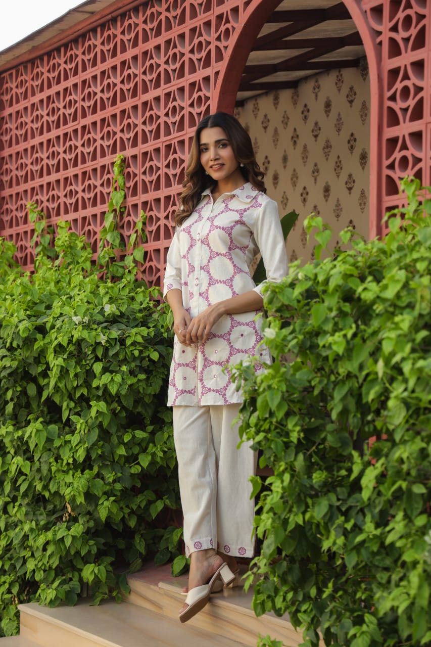 Modern Circle Print Pure Cotton Co-Ord Set