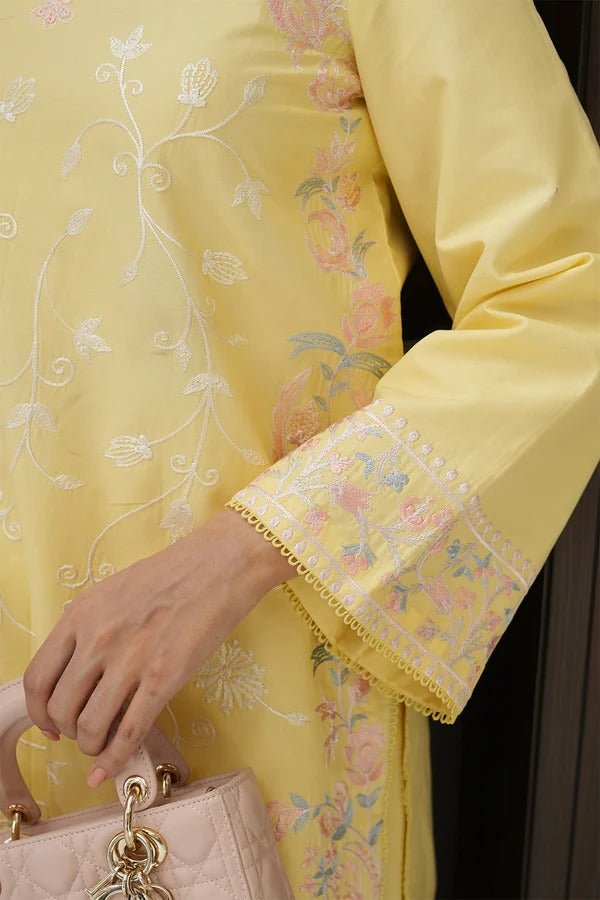Vanya Soft Lemon Embroidered Co-Ord Set