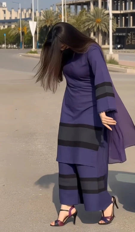 Royal Navy Elegance Kurta Palazzo Set