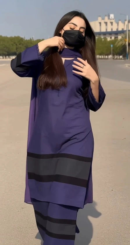Royal Navy Elegance Kurta Palazzo Set