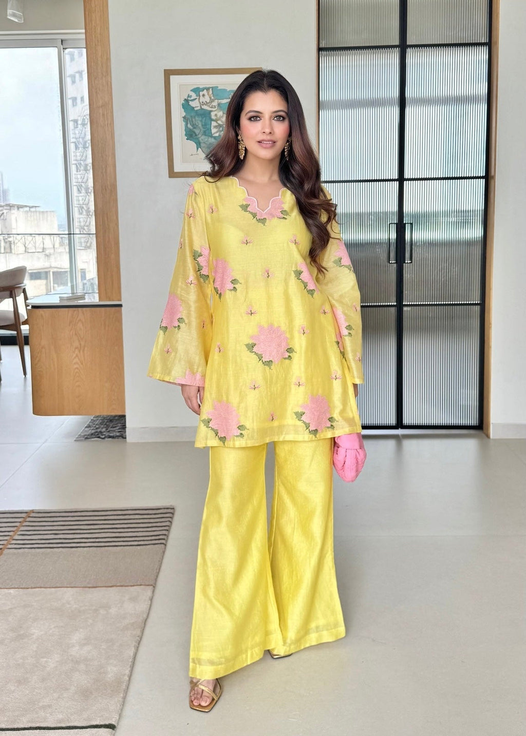 Aurelia Yellow Mul Chanderi Co-Ord