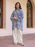 Blue Flower Texture Printed Co-ord Set
