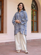 Blue Flower Texture Printed Co-ord Set