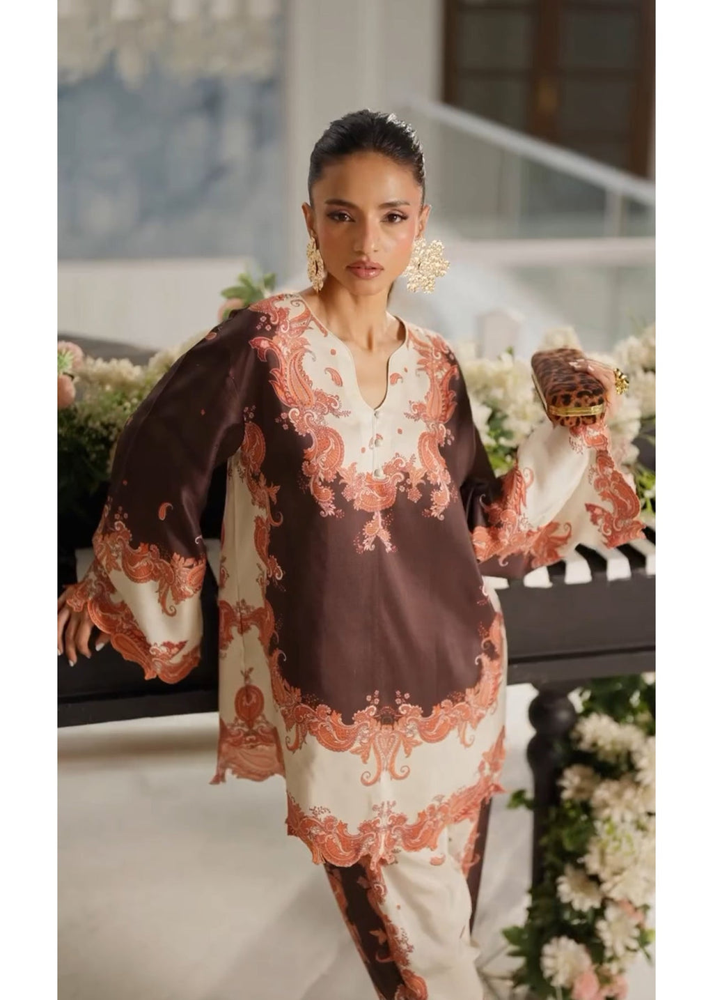 Brown & Cream Paisley Print Co-ord Set