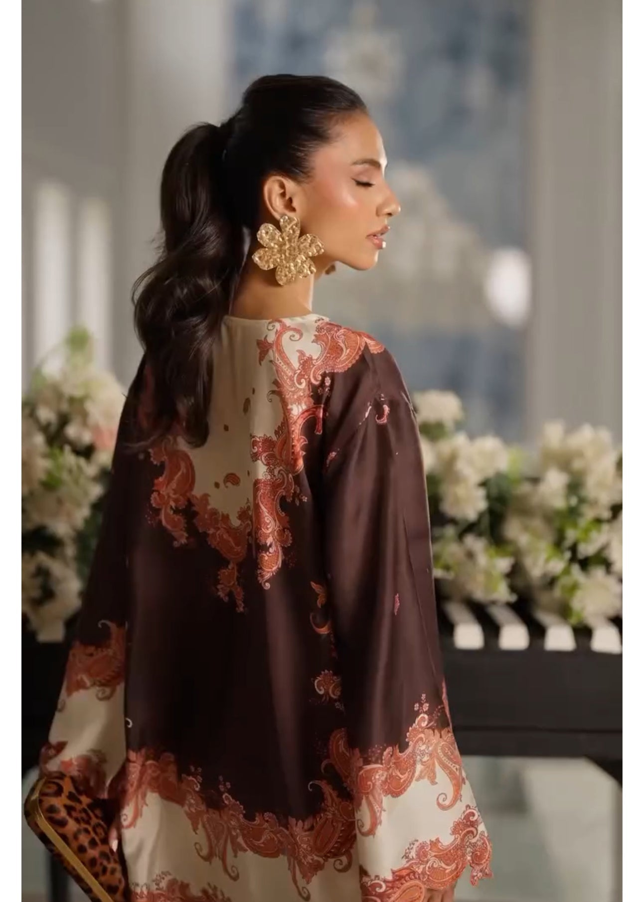 Brown & Cream Paisley Print Co-ord Set