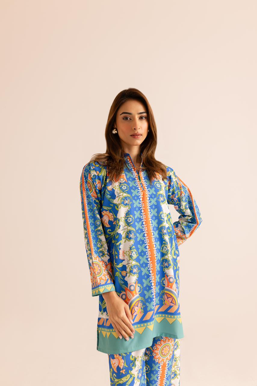 Classic Blue Unique Poly Cotton Co-ord Set