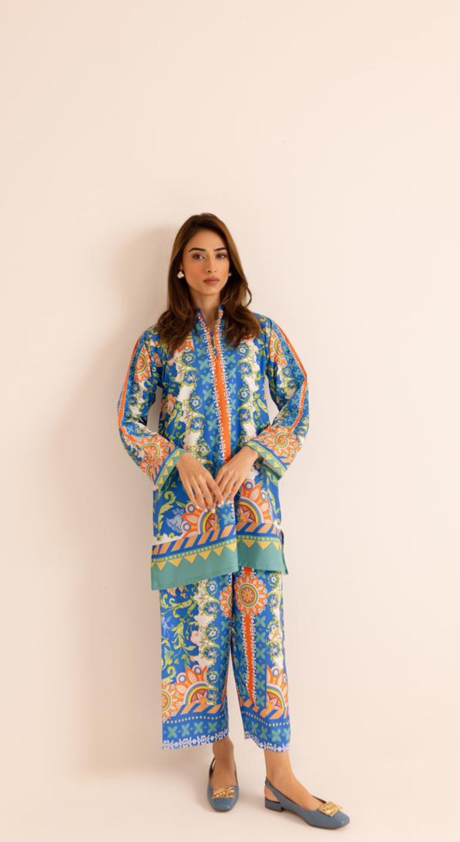 Classic Blue Unique Poly Cotton Co-ord Set