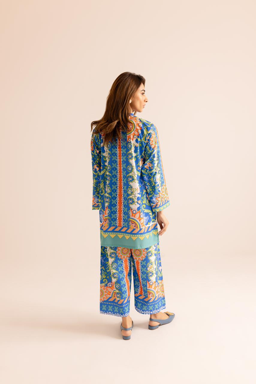 Classic Blue Unique Poly Cotton Co-ord Set