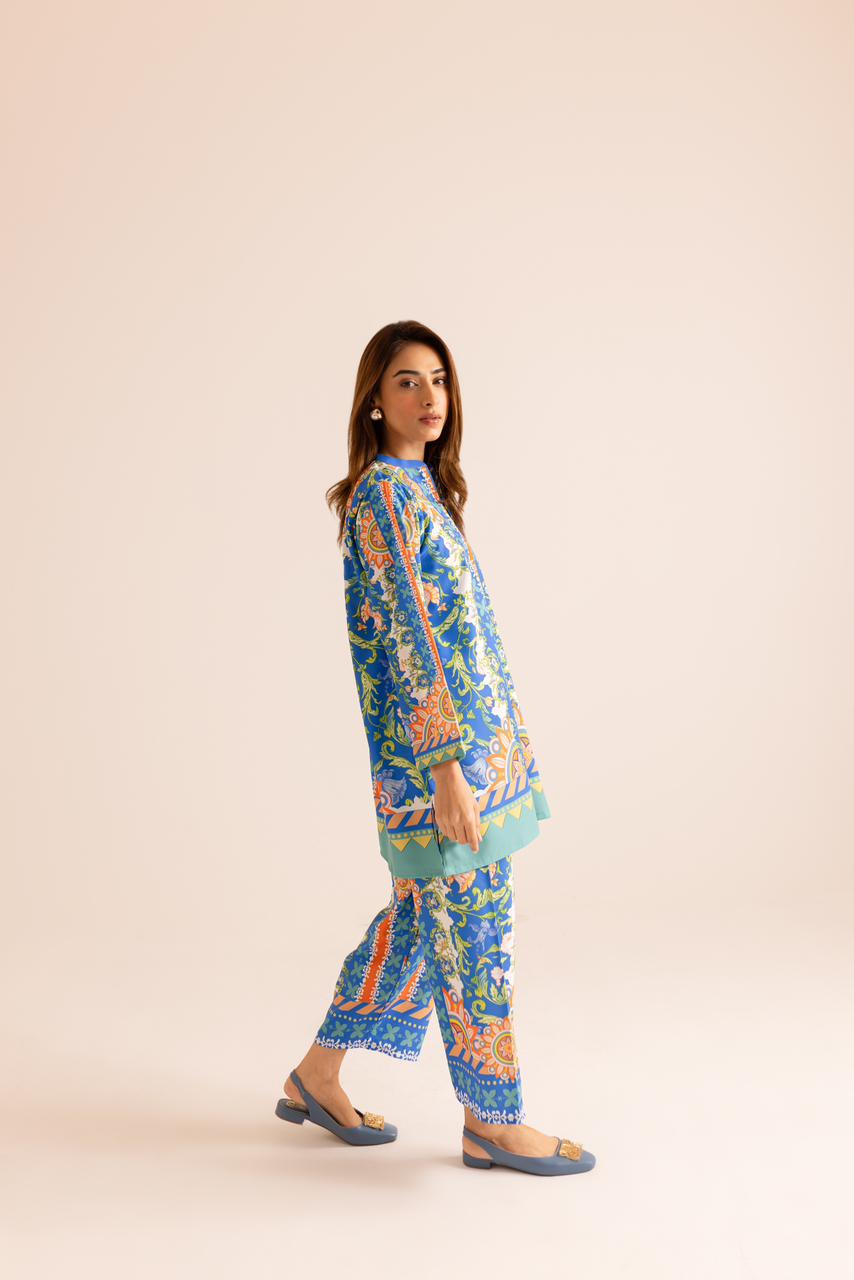 Classic Blue Unique Poly Cotton Co-ord Set