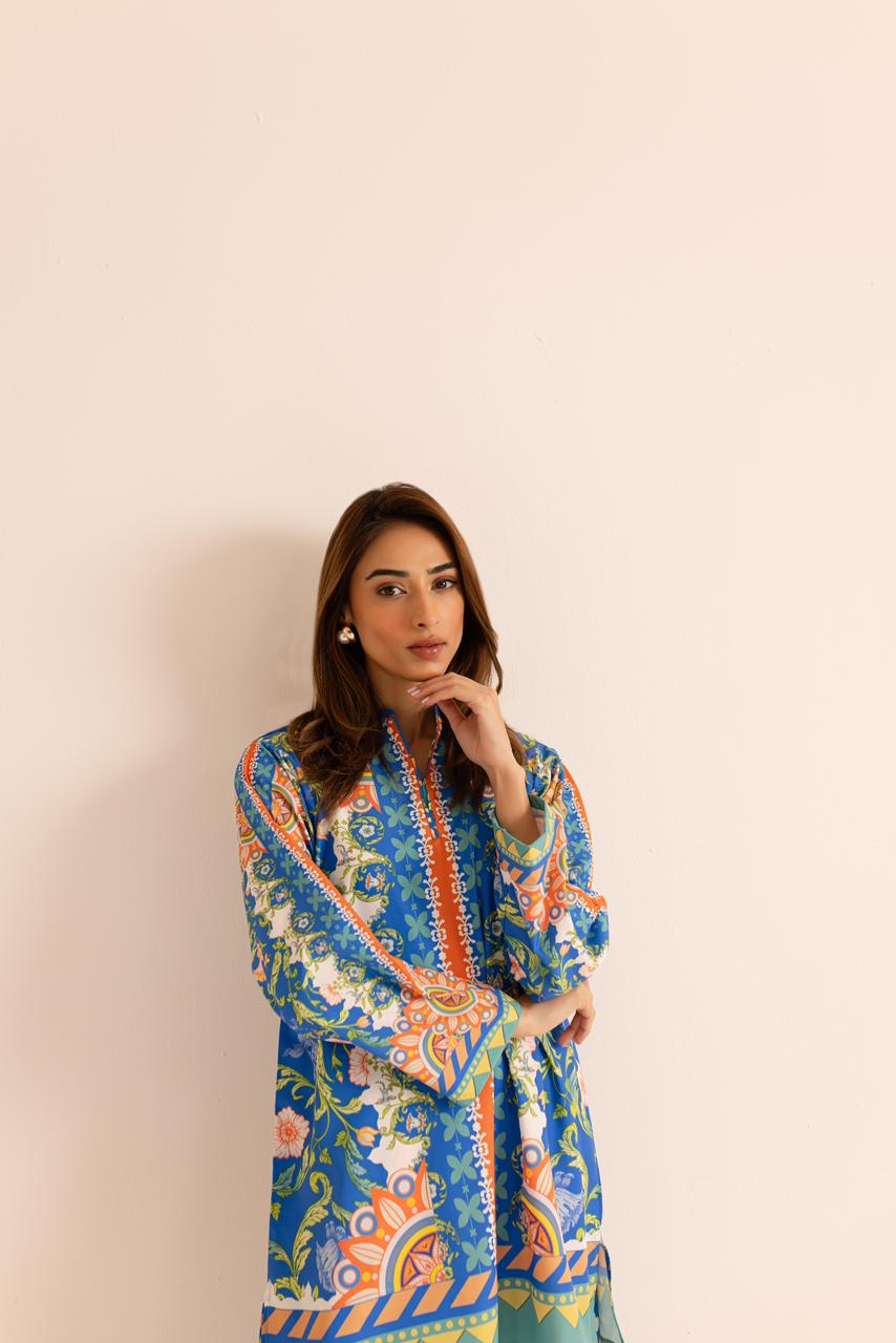 Classic Blue Unique Poly Cotton Co-ord Set