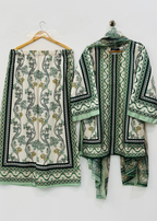 Classic Green Printed Suit Set with Dupatta