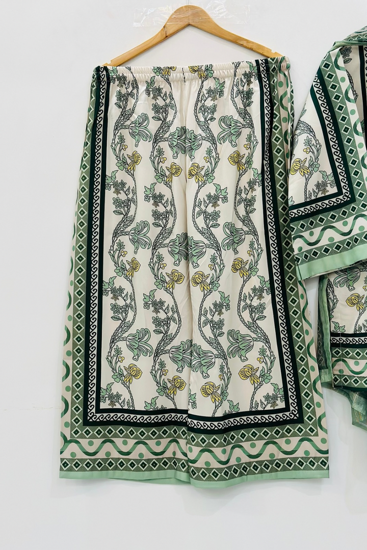Classic Green Printed Suit Set with Dupatta