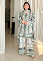 Classic Green Printed Suit Set with Dupatta
