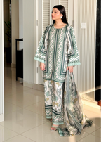 Classic Green Printed Suit Set with Dupatta