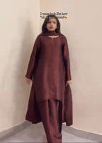 Comfortable & Chic Brown Malai Satin Co-ord Suit Set
