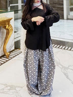 Siyah Grace Printed Farshi Palazzo Set