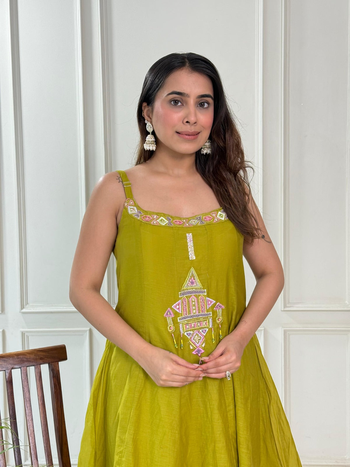 Designer Embroidered Mul Chanderi Co-ord Set