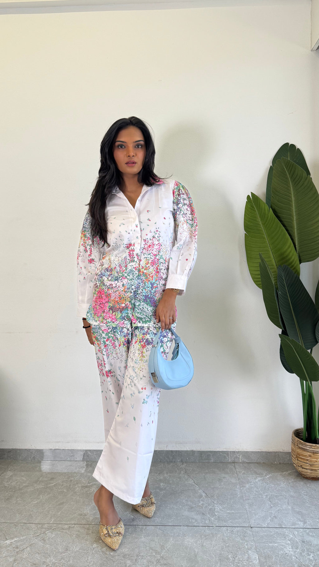 Elegant Flower Printed Raymond Cotton Co-ord Set