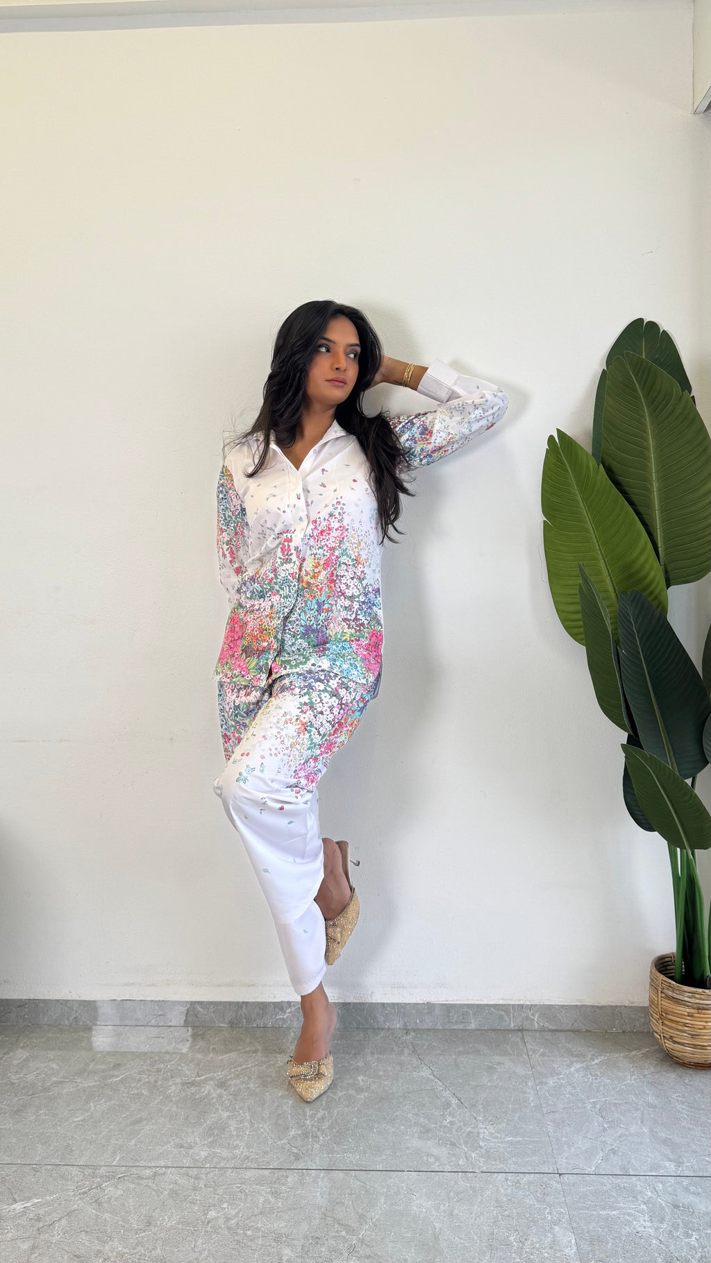 Elegant Flower Printed Raymond Cotton Co-ord Set