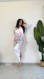 Elegant Flower Printed Raymond Cotton Co-ord Set