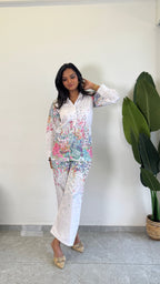 Elegant Flower Printed Raymond Cotton Co-ord Set