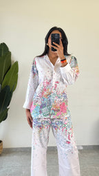 Elegant Flower Printed Raymond Cotton Co-ord Set