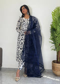 Classic Blue Printed Suit Set for Women