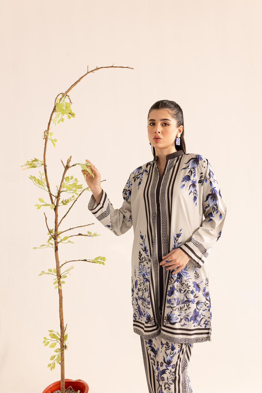 Elegant Malai Satin Printed Co-ord set