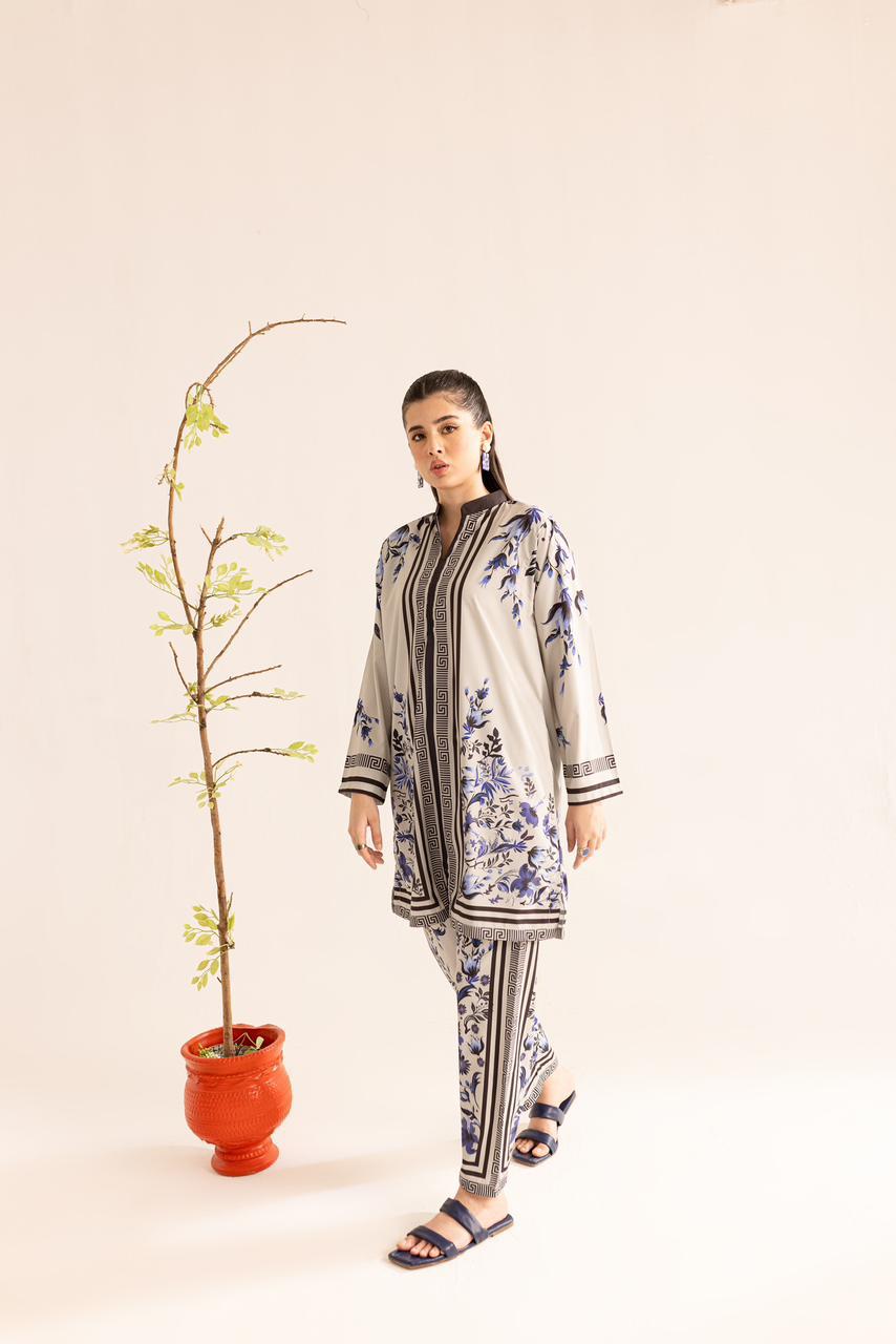 Elegant Malai Satin Printed Co-ord set