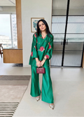 Emerald Green Embroidered Roman Silk Co-Ord Set