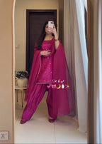 Ethereal Elegance Roman Silk Georgette Suit Set with Dupatta