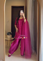 Ethereal Elegance Roman Silk Georgette Suit Set with Dupatta